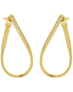 Artisan 14K Diamond Long Drop Earrings - Metallic