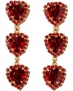 Achala Handcrafted Via Dell Amore Heart Earrings - Red