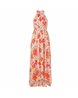 Franchetti Bond Rosamunda Pansies Halterneck Dress - Red