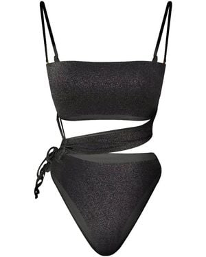Mahogany Coast Swim Amour Side-Tie Bandeau Swimsuit - Black