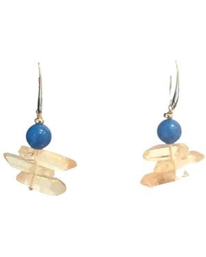 Way to Chic Neutrals Quartz Earrings With Agate Gemstone - Metallic