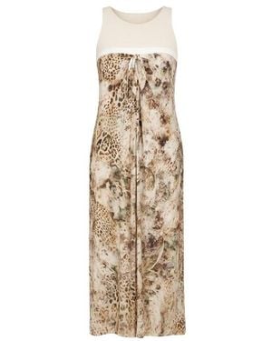 Conquista Sleeveless Viscose Elastane Jersey Maxi Dress With Animal Print - Natural