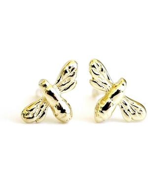 Lime Tree Design Mini Bee Stud Earrings Vermeil - Metallic