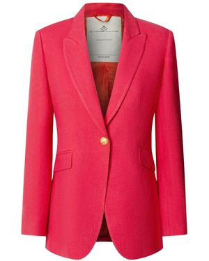 The Extreme Collection Fuchsia Tailored Linen Blazer - Pink
