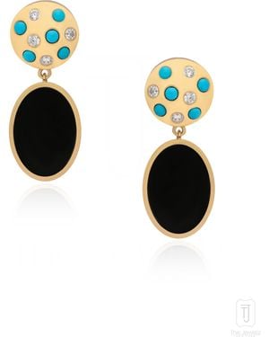 The Jewelz Essentia Dome Onyx And Cab Earrings - Black