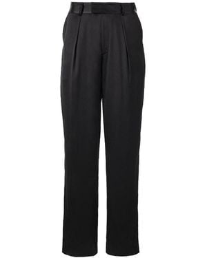 Lita Couture Wide-Leg Silk Pants - Black