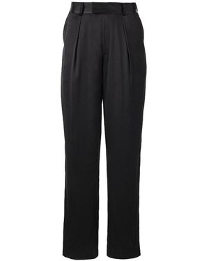 Lita Couture Wide-Leg Silk Pants - Black