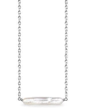 Astor & Orion Maris Pearl Bar Necklace Sterling - White