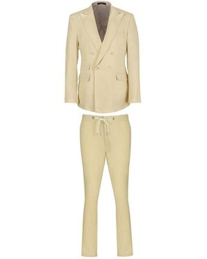 DAVID WEJ Hugo Linen Double Breasted Suit - Natural