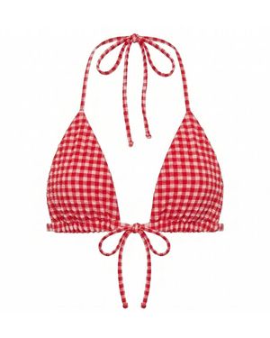 Montce Micro Gingham Emma Bikini Top - Red