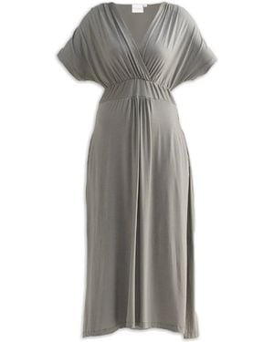 REISTOR Flowy A-Line Maxi Dress With Side Slits - Grey