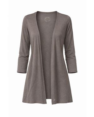 Conquista Open-Front Three-Quarter Sleeve Jersey Cardigan - Grey