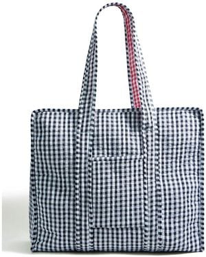 Yumi' Gingham Quilted Shopper Bag - Blue