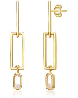Genevive Jewelry 14K Plated With Coloured Cubic Zirconia Drop Earrings - Metallic