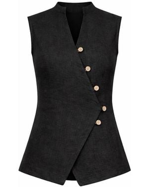 Lumina Eligma The Isla Linen Vest Ensemble - Black