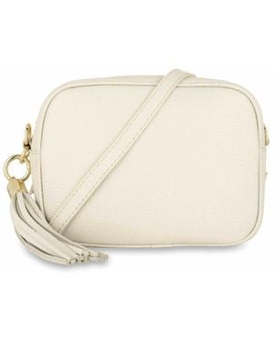 Apatchy London Neutrals The Tassel Stone Leather Crossbody Bag - Natural