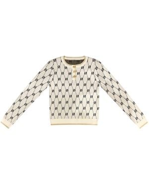 Roch Perel Monogrammed Edged Sweater - White