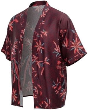 ORIGIN OF HEARTS Mariko Resort Satin Kimono Shirt - Red