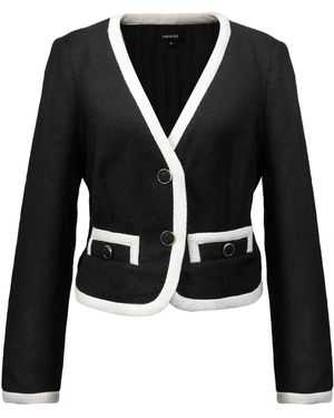 Smart and Joy Contrasting Bias Short Jacket - Black