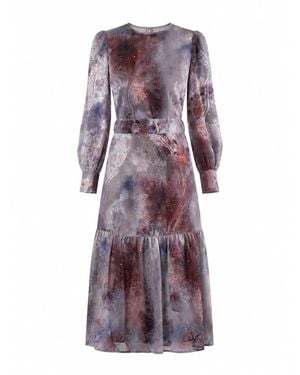 John Abgin Chiffon Burnout Ombre Scatter Midi Dress - Purple