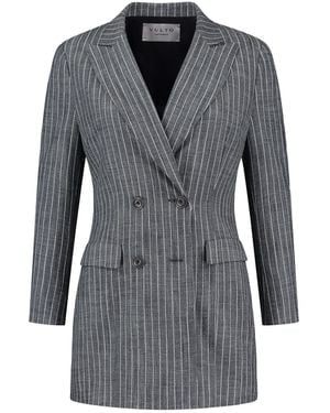 Vulto Pinstripe Double-Breasted Jacket - Gray