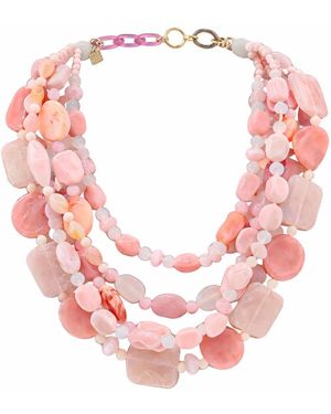 Michael Nash Jewelry Otilia Multi Strand Shades Of Resin Beads - Pink
