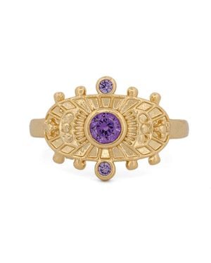Ebru Jewelry Goddess Cleopatra Amethyst & Adjustable Ring - Metallic