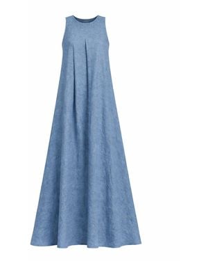 Nikka Place Gathered Linen Maternity A-Line Dress - Blue