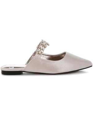 Rag & Co Neutrals Magnum Diamante Strap Glitter Mules - White