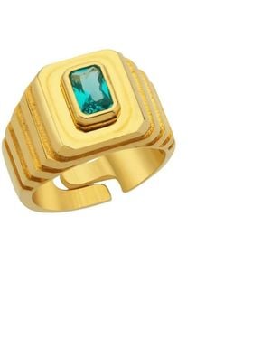 LINYA JEWELLERY Octagon Stone Signet Ring Sterling - Metallic