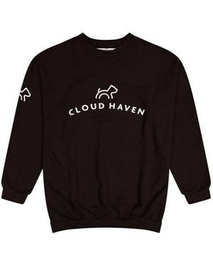 Cloud Haven Neutrals Boyfriend Logo Sweatshirt Espresso - Black