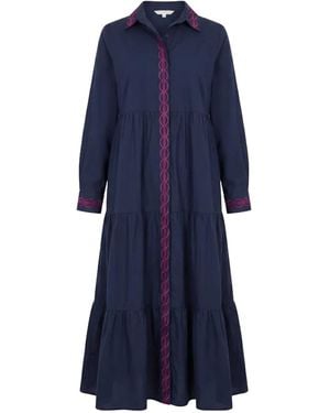Adrift Clothing Winslow Button Through Dress - Blue
