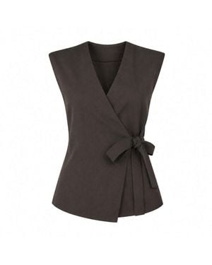 Elamins Wrap Vest Shirt - Brown