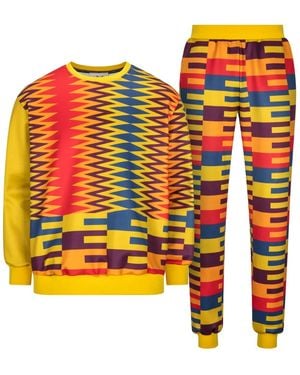 Ohema Ohene Kente Print Tracksuit Co-Ord Set – Heritage Kente Print - Orange
