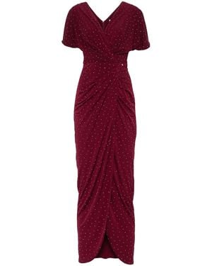 Nissa Bordeaux Rhinestone-Embellished Dress - Red