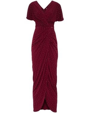 Nissa Bordeaux Rhinestone-Embellished Dress - Red