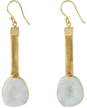 YAA YAA LONDON Natural Geode Drop Gemstone Earrings - White