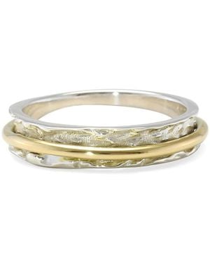 Isla Silver Dainty & Brass Spinner Ring - White