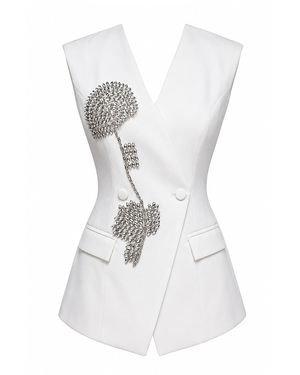 Richa Sharma Couture Hand Embellished Luxury Waistcoat - White