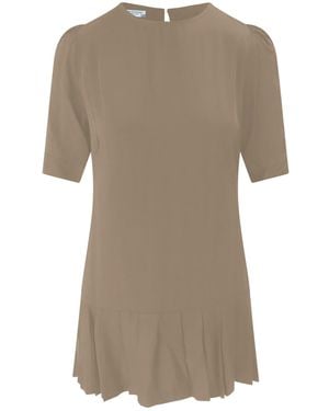 Haris Cotton Pure Viscose Mini Dress With Ruffles - Natural