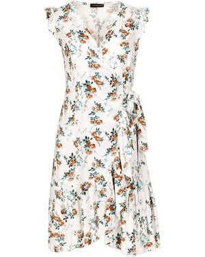 Conquista Neutrals Ecru Floral Wrap Dress - White