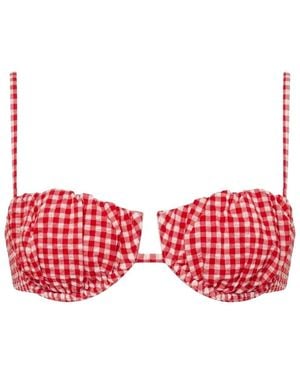 Montce Micro Gingham Petal Bikini Top - Red