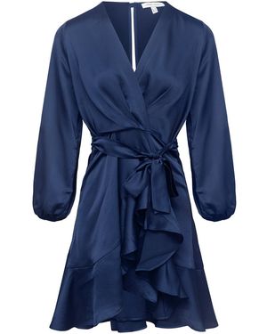 Urban Touch Long Sleeve Wrap Front Dress - Blue
