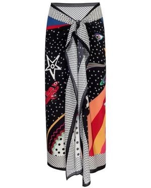 LOVEIST STORE Stella Graphic Print Sarong Pareo - Black