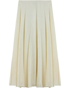 Nocturne Flowy High-Waisted Midi Skirt - White