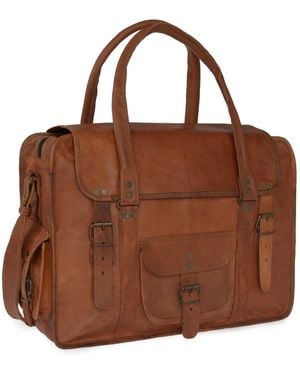 VIDA VIDA Vida Vintage Leather Travel Bag Extra Large - Brown