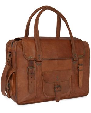VIDA VIDA Vida Vintage Leather Travel Bag Extra Large - Brown