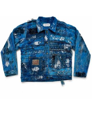 Zasta Studio Wearable Ruins Shredded Denim Colored Shirt D - Blue