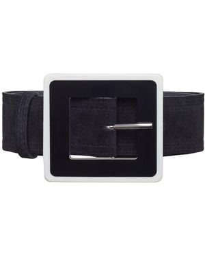 BeltBe Wide Square Acrylic Buckle Belt - Black