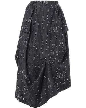 Metamorph Distressed Denim Skirt With Draped Details - Gray